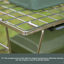 CAMPINGMOON T-235A Tavolo da Campeggio per Barbecue Resistente, In Acciaio Inox, Multifunzionale, Portatile, Pieghevole per Esterni