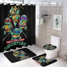 Squirtle douchegordijnset met antislipmatjes (4-delig)