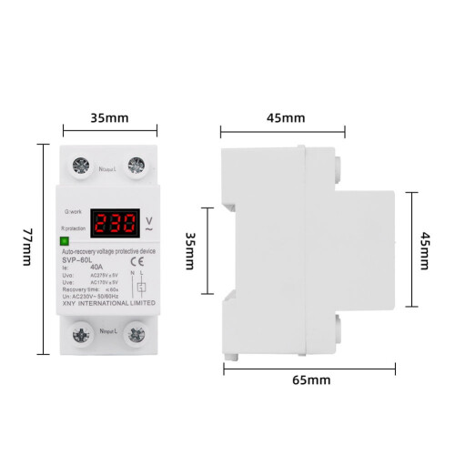 Mosiee Over-Under Voltage Protector AC230V40A60L 2