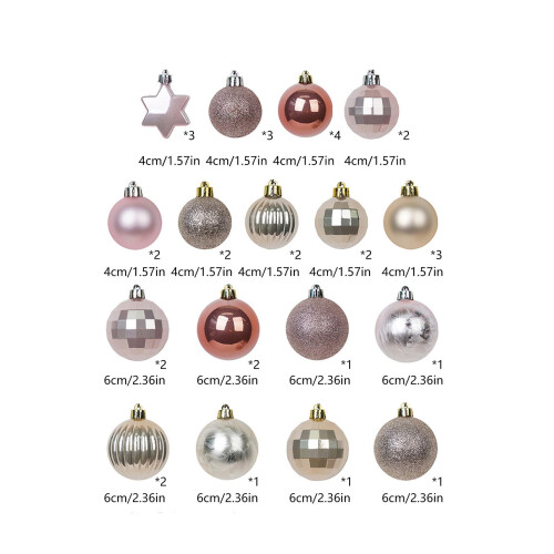 Christmas Tree Balls Light Gold 4 cm and 6 cm 34 pcs 2