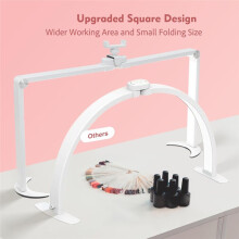 Foldable Nail Lamp for Desk,Large Nail Tech Light with Phone Holder,Half Moon Led Light,Eyelash Extensions EU Plug