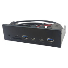 Panneau Avant USB pour PC 2 X USB 3.2 GEN1 5 Gbit/S + 2 X Hub TYPE-C + Casque 3,5 mm + Emplacement TF/ pour Baie de Lecteur de Disquette 5,25 Pouces