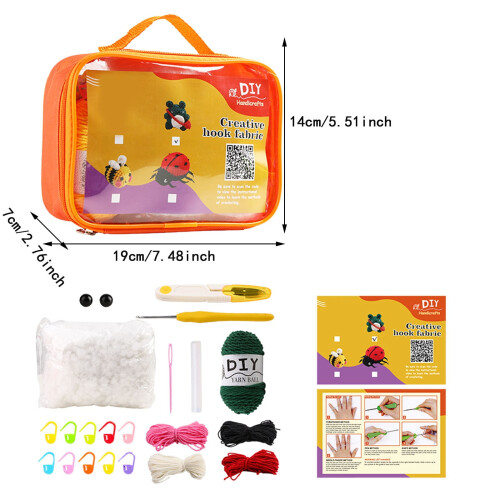 Beginner Crochet Kit with Yarn Hooks Bag Book 2