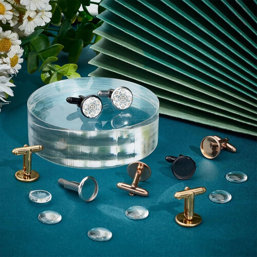 Stainless Steel Cufflinks Making Kit 8 pcs with Glass 1