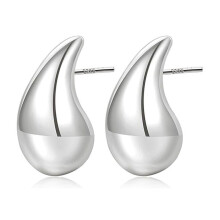 Druppelvormige koperen oorknopjes voor dames, wit