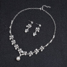 Bridal Pearl Necklace and Earrings Set Alloy Water Drop
