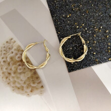 925 Silver Twist Circle Stud Earrings for Women 1 Pair
