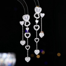 High-end zircon collarbone necklace and earrings set