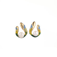 Colorful enamel drop earrings S925 silver gold