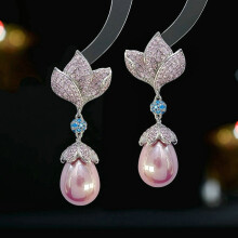S925 Silver French Retro Flower Earrings with Zircon and