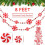 Kerstkralenslinger rood wit mintgroen 2,4 meter 1