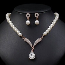 Pearl Necklace and Earrings Set Women's Alloy Electroplated