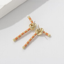 18K gold electroplated geometric earrings red