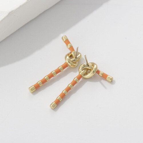 18K gold electroplated geometric earrings red