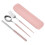 Campingbesteck-Set aus Edelstahl, rosa, 3-teilig 1