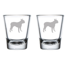 Borrelglaasjes Boston Terrier, set van 2, 50 ml.