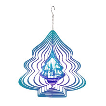 Carillon éolien sapin de Noël 3D en acier inoxydable (1 pièce)