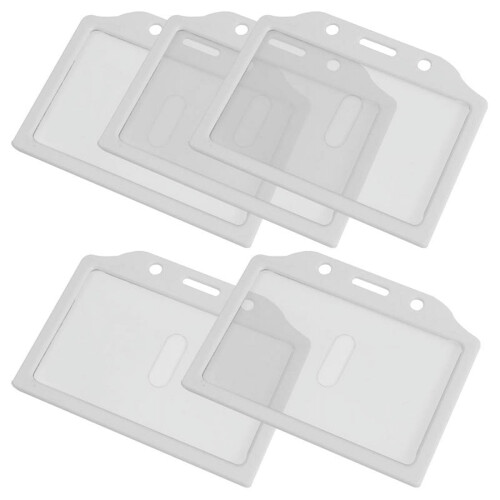 Porta badge in plastica trasparente bianca per studenti (5 pezzi)