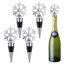 Bouchons de bouteille de vin à motif flocon de neige - Thème hivernal - Lot de 4