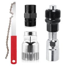 4pcs Bike Repair Tool Kits Freewheel Cassette Lock Ring Crank Puller Bottom Bracket Tool Chain Wrench for Mountain Bikes