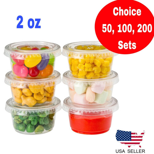 Bicchieri in plastica trasparente da 2 oz con coperchio, senza BPA