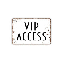 Cartello da parete in metallo con accesso VIP, stile rustico moderno, 16x12 pollici