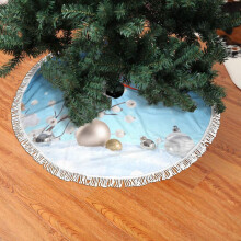 Jupe de sapin de Noël en dentelle à franges, motif bonhomme de neige, 76 cm (30 pouces)
