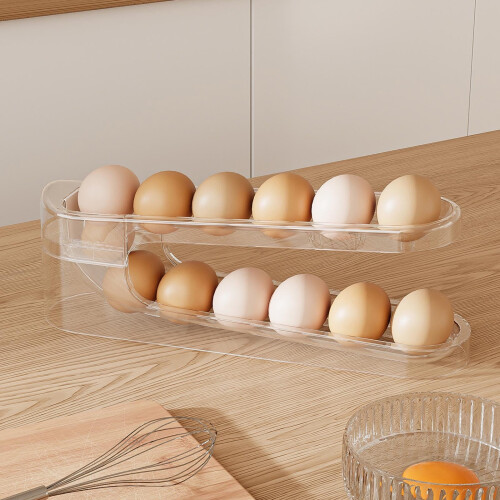 Θήκη για αυγό Ajauxi Rolling Egg, Αυτόματος Διανομέας 2 Επιπέδων για Ψυγείο - Συμβατό με 2