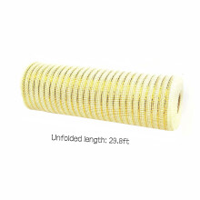 VALSEEL Christmas ribbon metal mesh foil roll gold white 25m