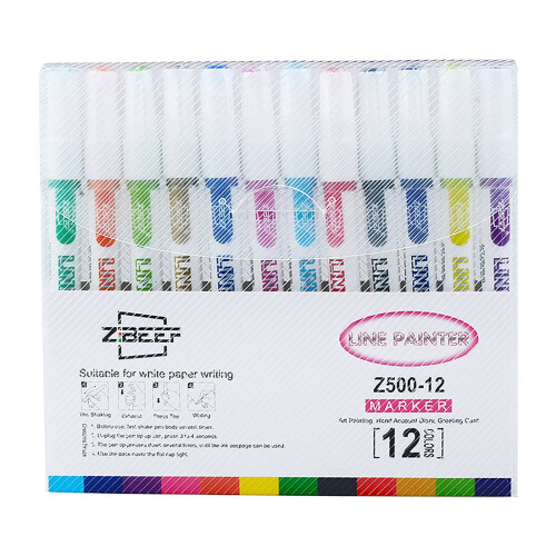 Glitter Marker Sæt Vaskbar Fluorescerende 12 Farver 1