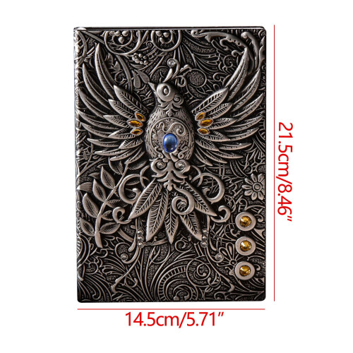 Vintage Leather Writing Journal A5 with Embossed Phoenix 1