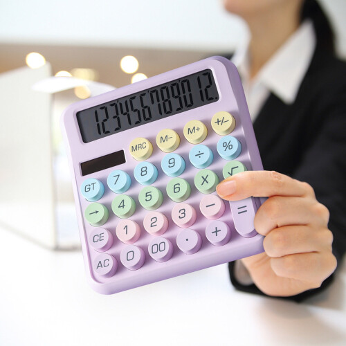 Mechanical Calculator 12-Digit Colorful Desktop with 15 1