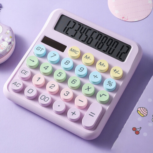 Mechanical Calculator 12-Digit Colorful Desktop with 15 2