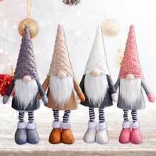 Plush Gnome Decor with Adjustable Legs 24 in Brown