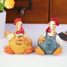 Resin Chicken Couple Decorations for Home Living Room