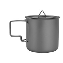 Caneca de Água Ultraleve de Titânio 380ml com Alça Dobrável para Acampamento e Piquenique Portátil Ao Ar Livre