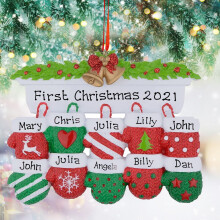 Décoration de Noël personnalisée Winysin pour sapin de Noël familial, boule, motif moufles, décorations de Noël 2021