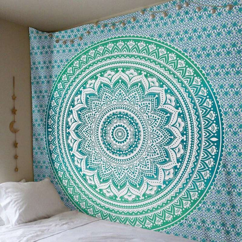 Mandala Tapestry Black White Elephant Boho Wall Hanging