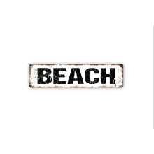 Cartello da spiaggia in metallo stile rustico 4x16 pollici