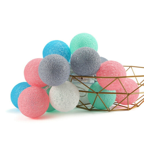 LEEYNEER cotton ball string lights 3 meters 20 bulbs