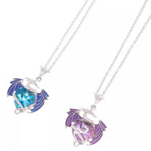 Drakenhanger ketting in blauw en paars
