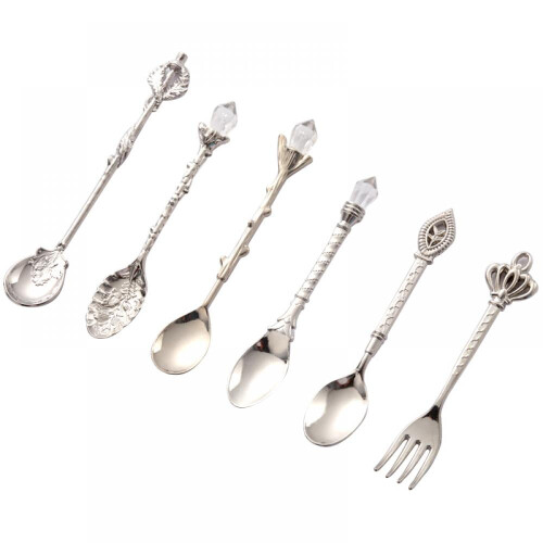 Ensemble de cuillères rétro en métal doré (6 pièces)