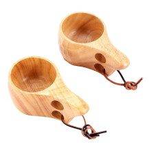 Tasse à café nordique en bois 270 ml, motif éléphant fait main