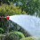 Greenhouse watering device with 4 taps and long pole 4