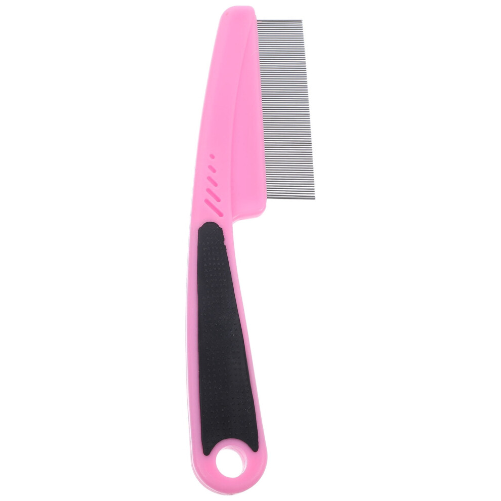 Stainless Steel Pet Comb Fine Tooth Pink