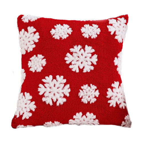 Housse de coussin sapin de Noël en peluche douce brodée