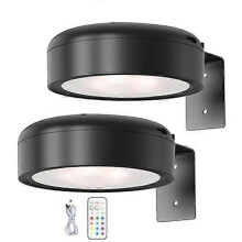 Wall Mounted Wireless Picture Light Black 2 pcs
