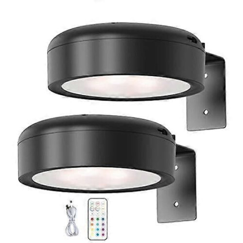 Wall Mounted Wireless Picture Light Black 2 pcs