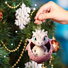 Pendentif œuf de dinosaure Winysin - Décoration de Noël - Décoration suspendue pour rétroviseur intérieur de voiture - Décoration en acrylique