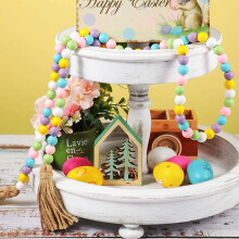 Wooden Easter flower ring with beaded decor, 1 piece